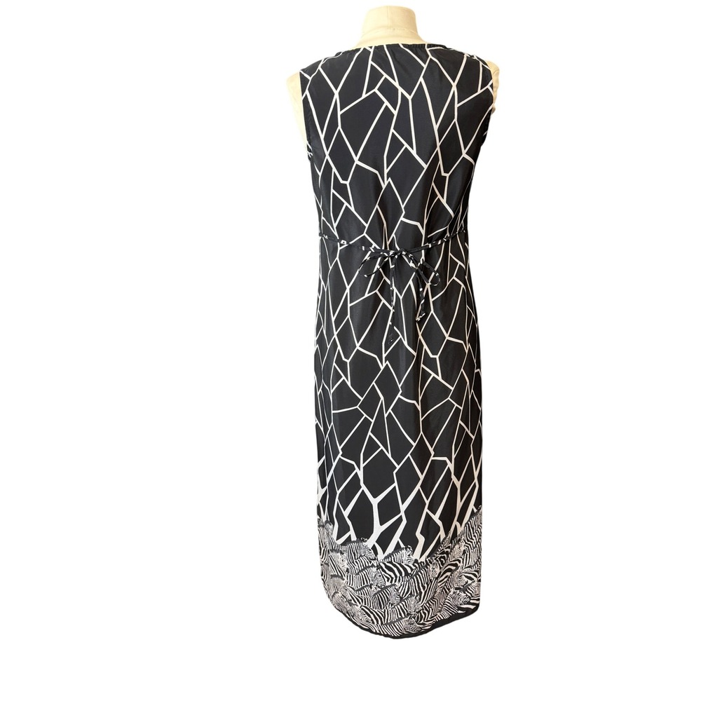 Kathie Lee Vintage Black White‎ Geometric Zebra Print Midi Dress Small 4/6